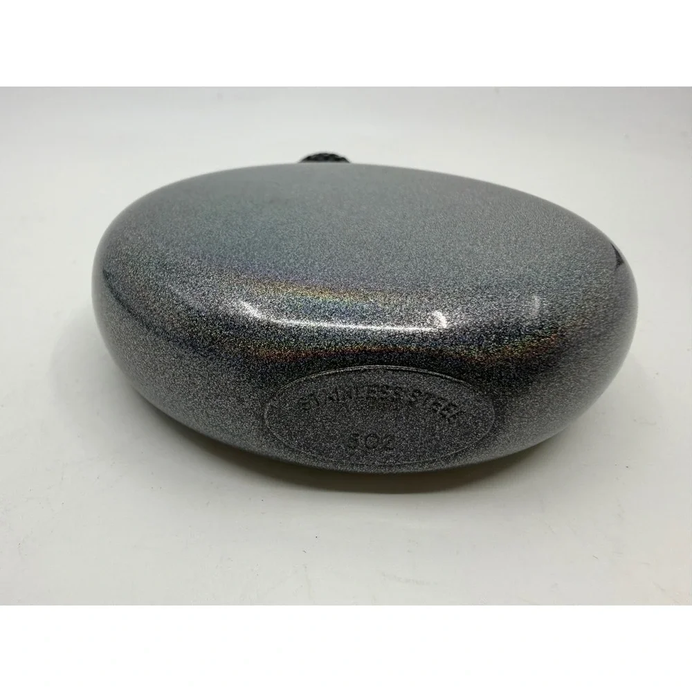 Brumate Liquor Flask 5oz Glitter Charcoal Holographic Rhinestone Lid Stainless